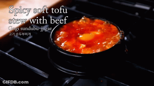 Spicy Soft Tofu Stew With Beef GIF