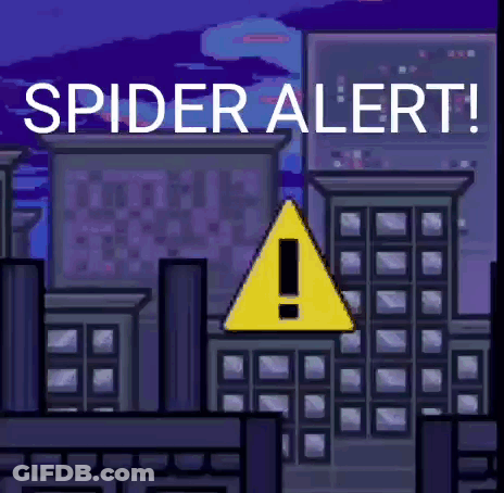 Spider Alert Sign In Front Of City GIF