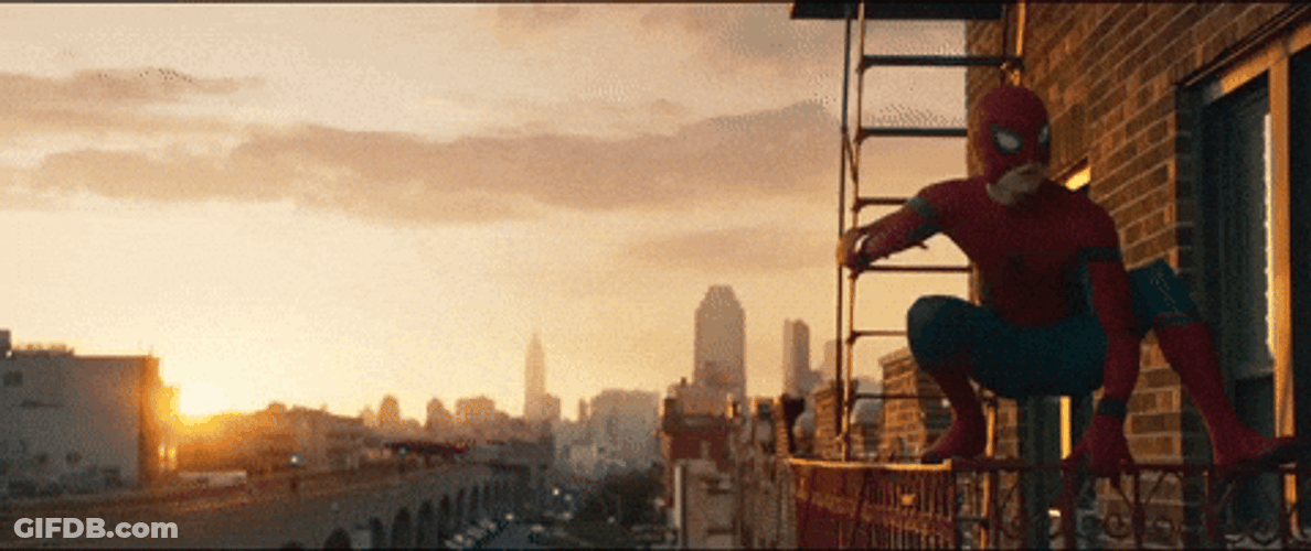 Spider Man 2099 Posing Outside The Balcony GIF