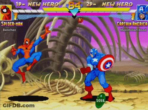 Spider-Man And Captain America Fighting GIF