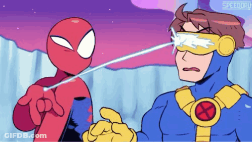 Spider-Man And Cyclops Fighting GIF