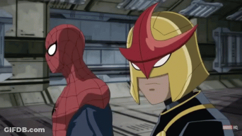 Spider-Man And Nova From Marvel HQ GIF