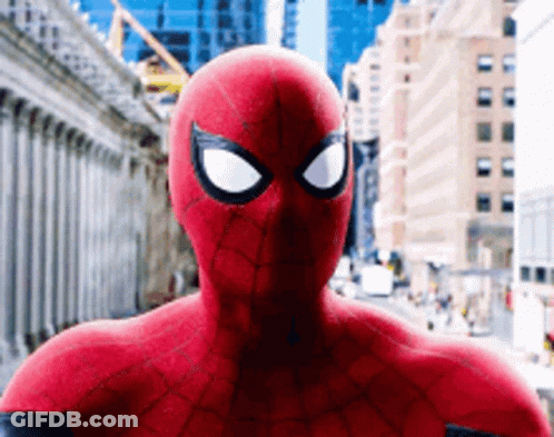 Spider-Man Close Up Face With City Background GIF