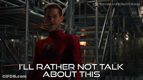 Spider-Man Costume Saying I'll Rather Not Talk About This GIF