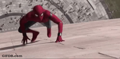 Spider-Man Crawling On Wooden Surface GIF