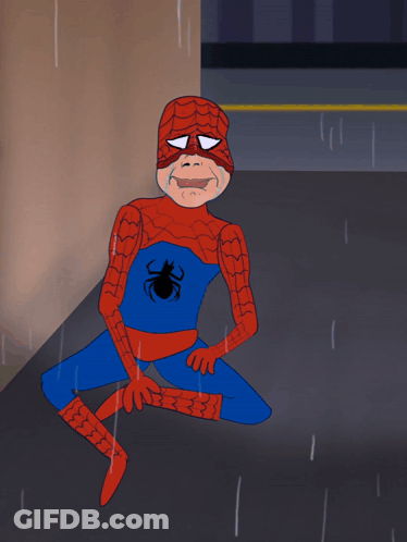 Spider Man Crying In Rain GIF