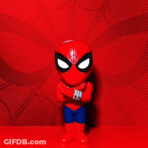 Spider-Man Figurine Arms Crossed Red Surface GIF