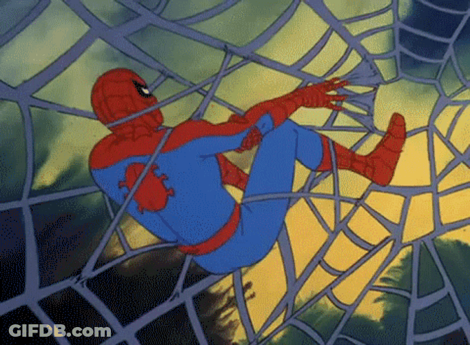 Spider Man Getting Stuck In Web GIF