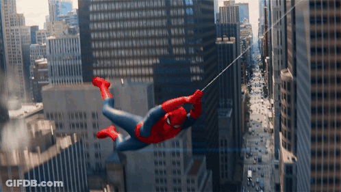 Spider Man Hanging From Rope GIF