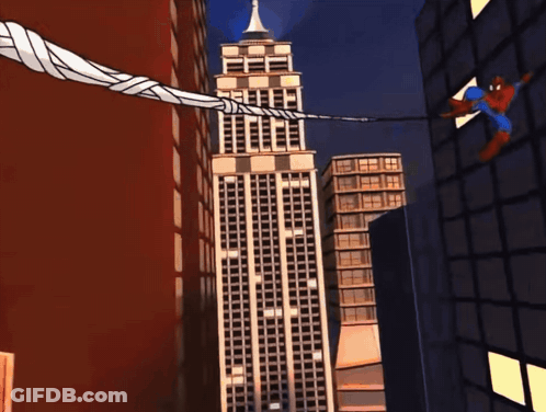 Spider-Man Hanging From Web GIF