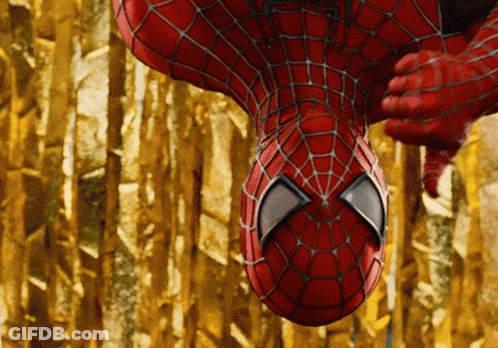 Spider Man Hanging Upside Down GIF