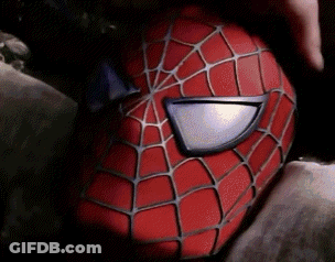 Spider Man Helmet With Spider Web GIF
