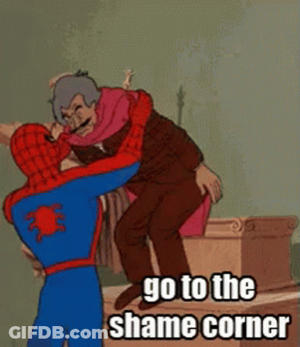 Spider-Man Hugging Man Go To The Shame Corner GIF