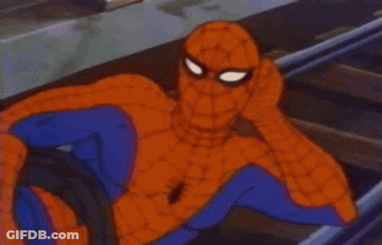 Spider Man Laying On Train Tracks GIF