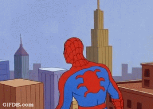 Spider-Man Looking At Flying Car GIF