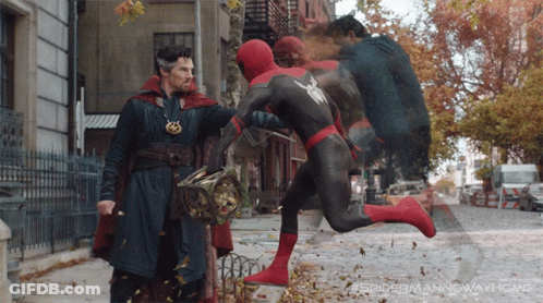 Spider-Man No Way Home Doctor Strange And Spider-Man Fighting GIF