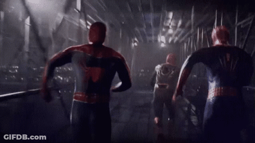 Spider Man No Way Home Jumping Together GIF