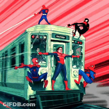 Spider-Man On Train Saying Bay Ridge GIF