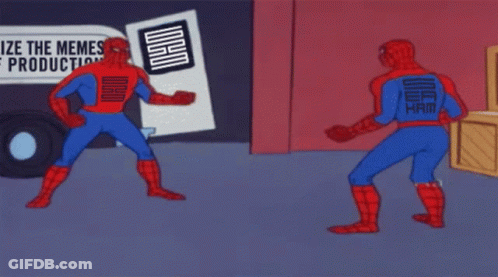 Spider-Man Pointing At Another Spider-Man Meme Production Van GIF