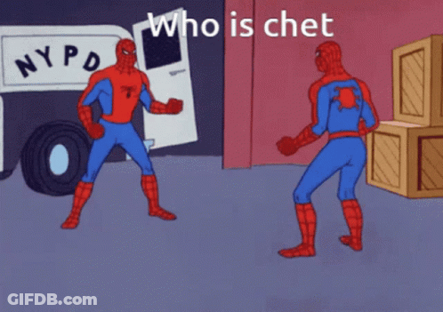 Spider-Man Pointing At Spider-Man Who Is Chet GIF