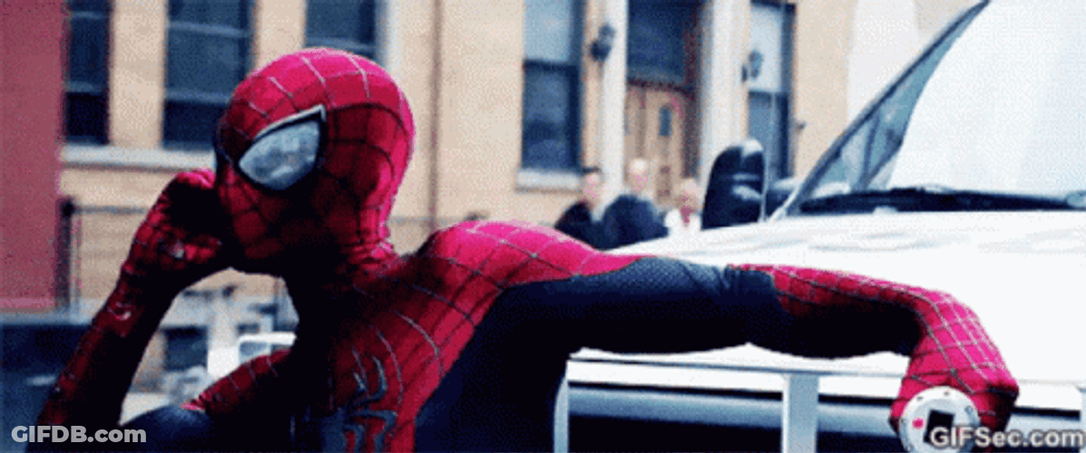 Spider Man Riding Outside The Car Meme GIF