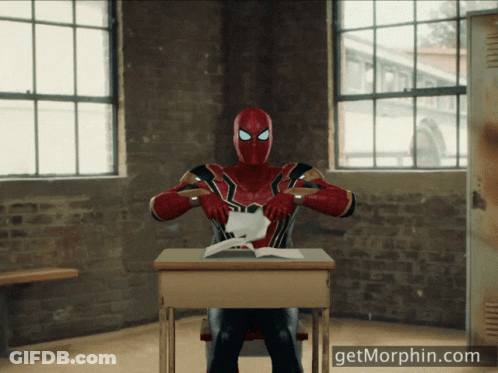 Spider-Man Sitting At Desk GIF