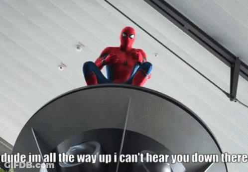 Spider Man Sitting On Circle Saying Dude Im All The Way Up GIF