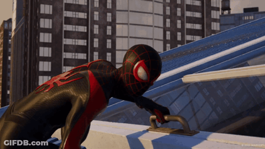 Spider Man Sneaking In Through Window GIF