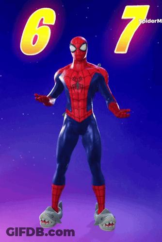 Spider Man Standing In Front Of 6 And 7 GIF