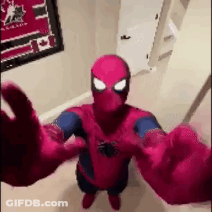 Spider-Man Taking Selfie With Hands Outstretched GIF