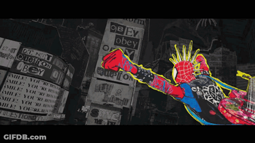 Spider Punk Playing Shows GIF