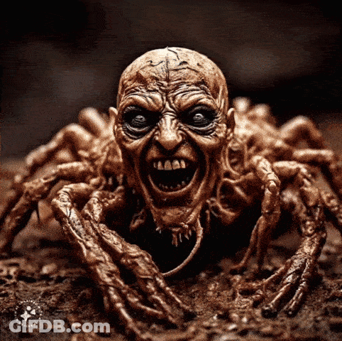 Spider Statue Scary Face GIF