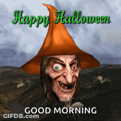 Spider Witch Good Morning Halloween GIF