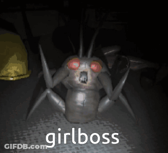Spider With Red Eyes Saying Girlboss GIF