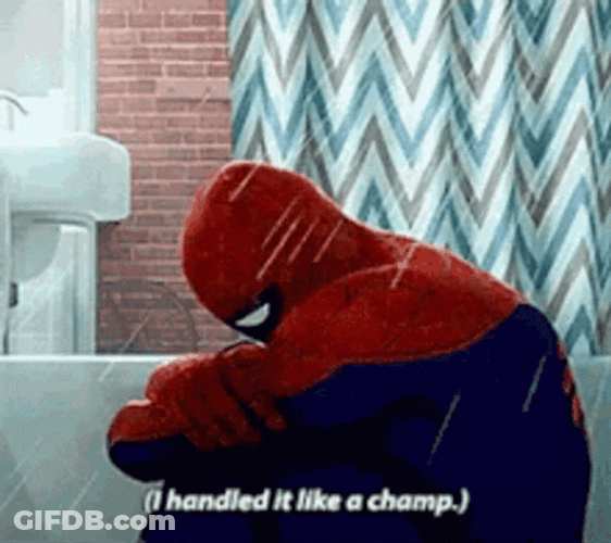 Spiderman Crying But Play It Like A Champion GIF