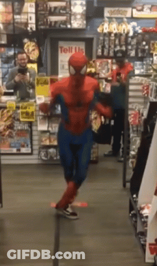 Spiderman Dance In The Mall GIF
