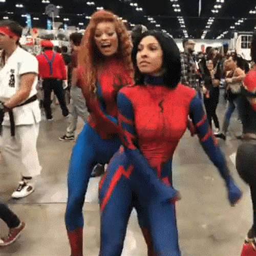 Spiderman Dancing Lady Cosplayer GIF