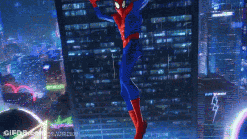 Spiderman Flying Past Building With Lightning Bolt GIF