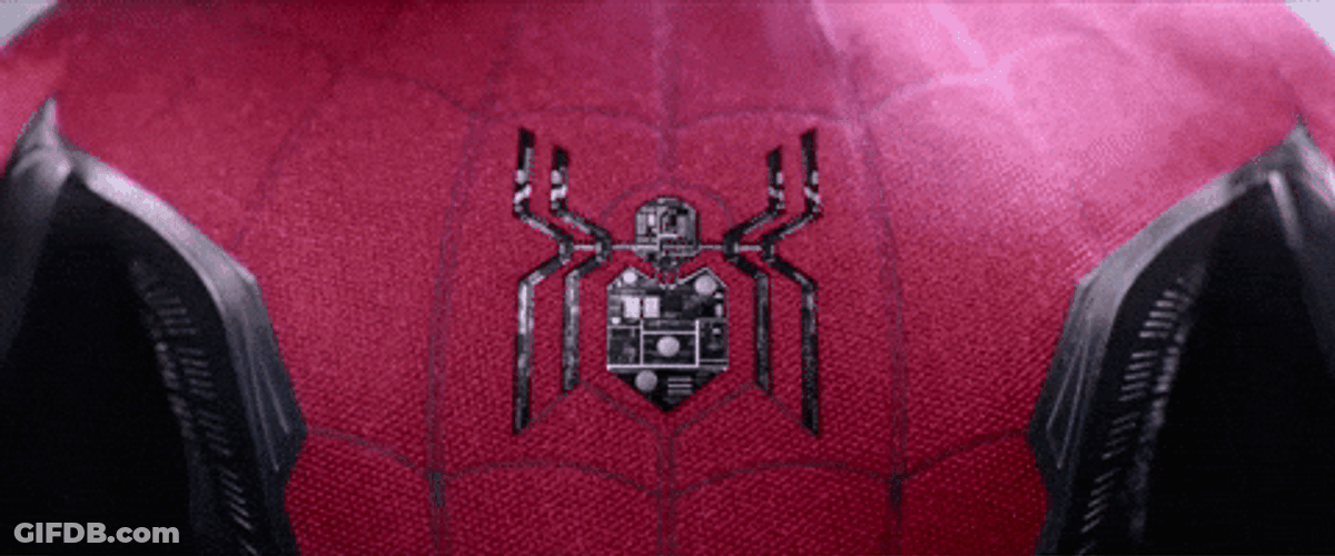 Spiderman Got His Iron Spider Logo GIF