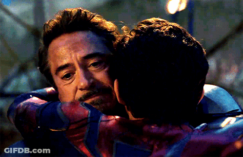 Spiderman Hugging Man In Suit GIF
