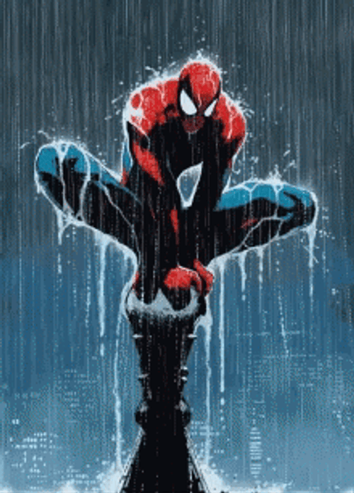 SpiderMan Into Spider-Verse Rain Marvel Comics GIF