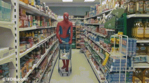 Spiderman Pushing Shopping Cart GIF