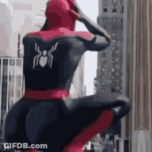 Spiderman Standing In Front Of Building GIF