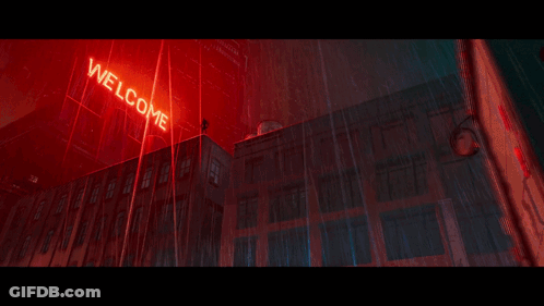 Spiderman Standing In Front Of Welcome Sign GIF