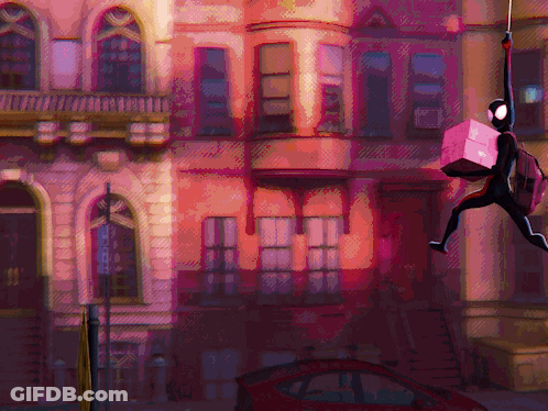 Spiderman Suit Standing In Front Of City GIF