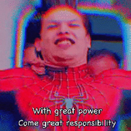 Spiderman Suit With Great Power Comes Great Responsibility GIF