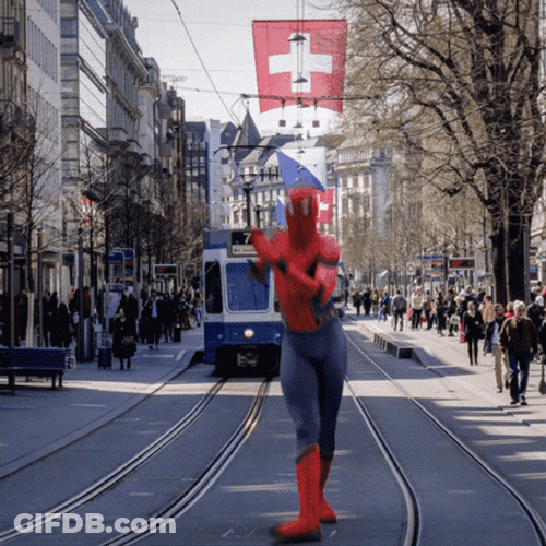 Spiderman Twerk Dance In Train Tracks GIF