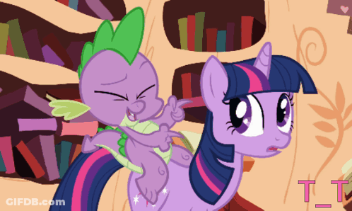 Spike And Twilight Sparkle With TT Letters GIF