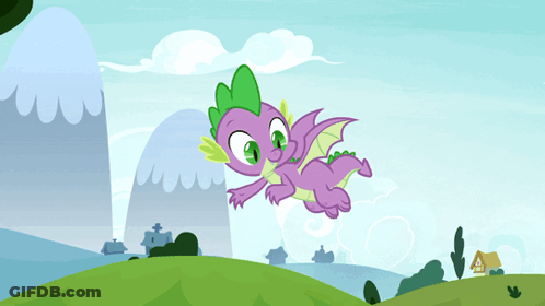 Spike Flying Over Grassy Hill GIF