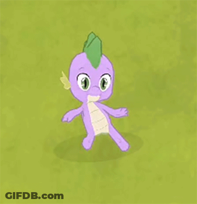 Spike From My Little Pony Is A Purple Dragon With A Green Mane . GIF